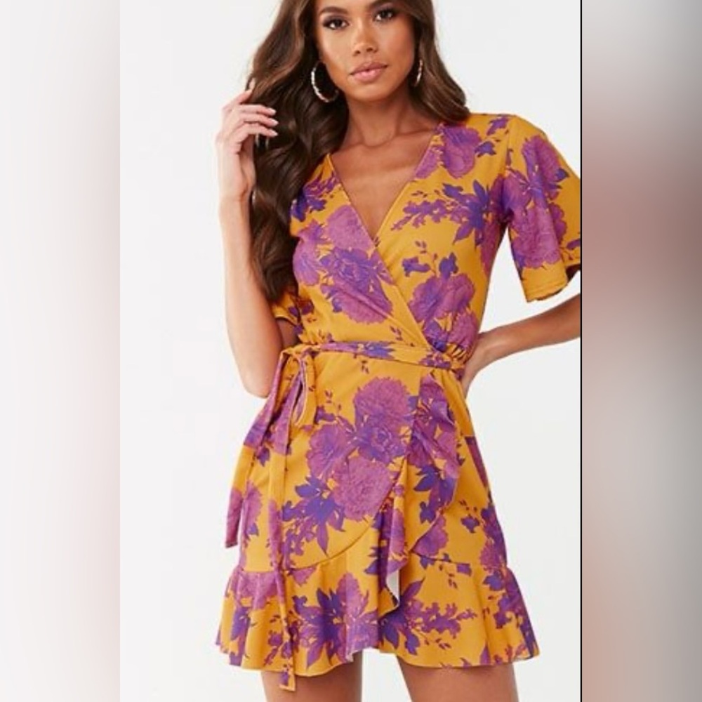 Missguided Orange and Purple Floral Dress